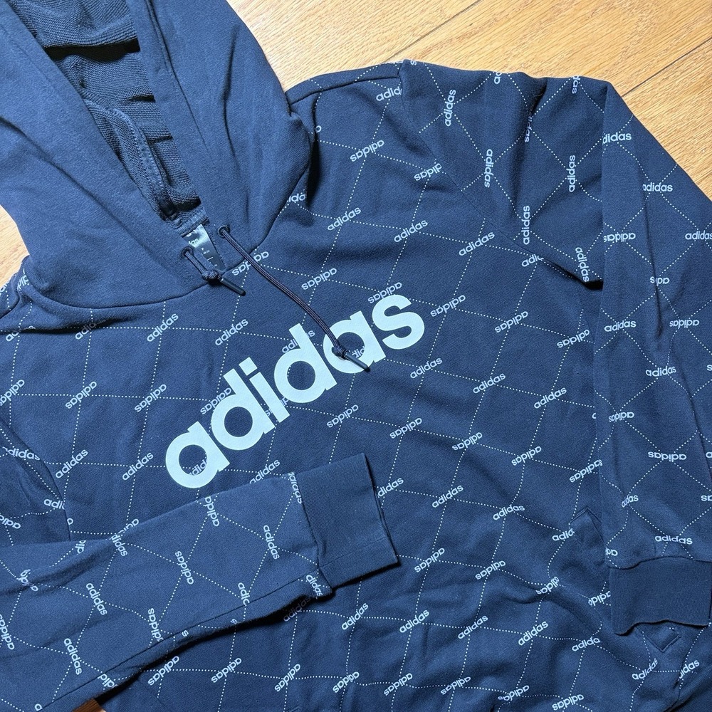 ADIDAS Hoodie Sweater Black Dress Womens Allover Print Vintage Size: XL
